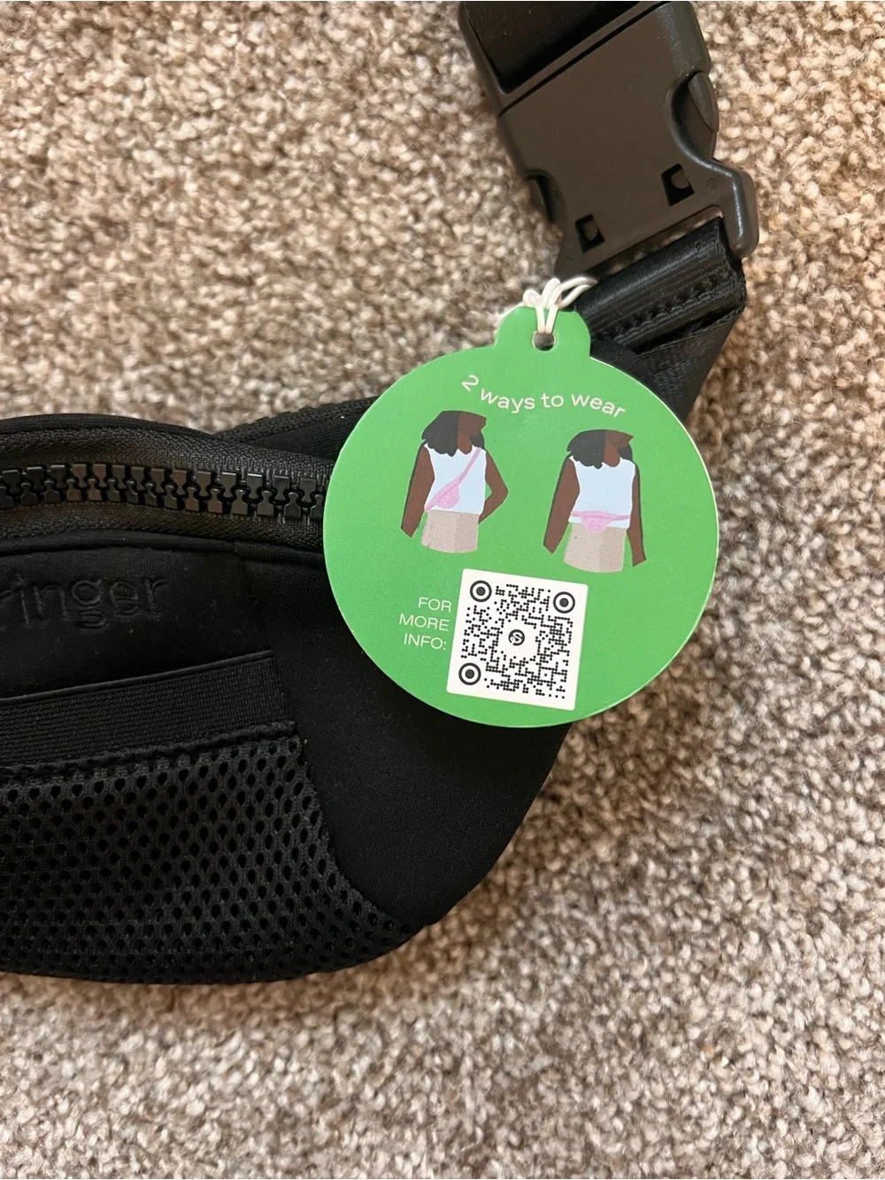 Springer Black Crossbody Belt Bag with dog leash